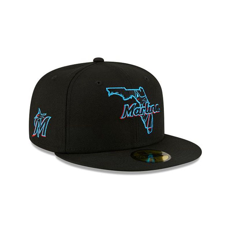 MLB Miami Marlins Local 59Fifty Fitted (VBD7323) - Black New Era Caps